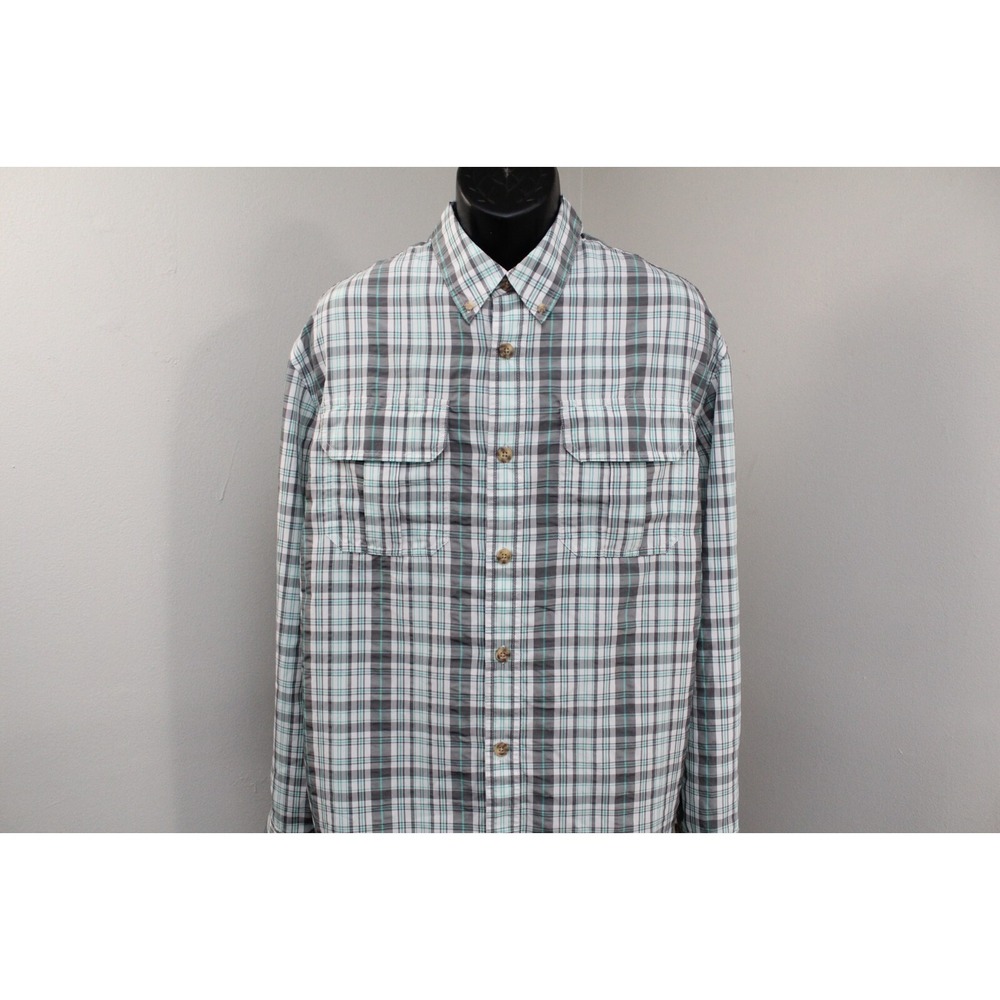 Duluth Trading Co Button Up Shirt Plaid Long Sleeve Wicking Pockets Mens Size XL - Picture 2 of 8